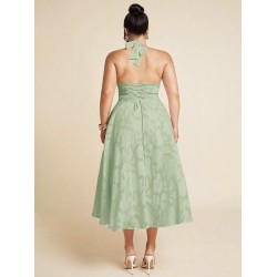 Robe évasée dos nu grandes tailles – Vert, Noir, Rose clair | FeelFine